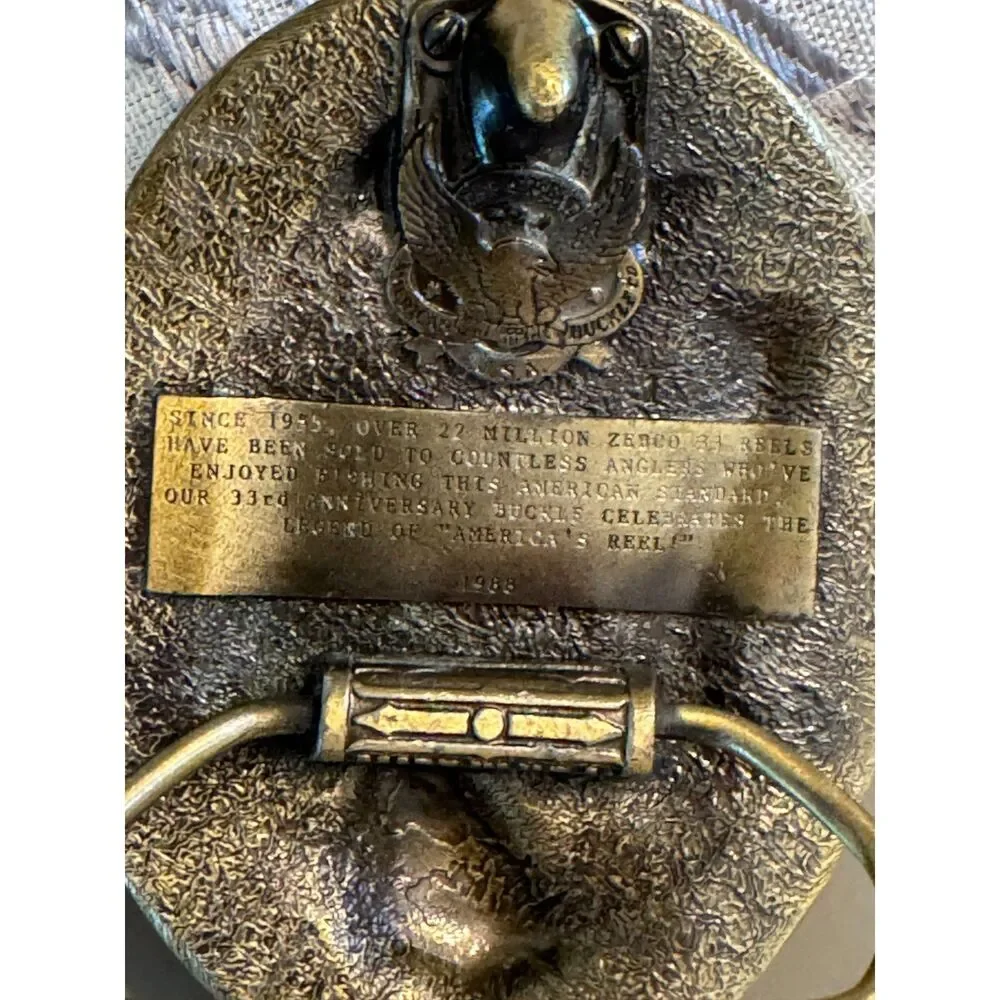 Vintage 1988 Zebco 33rd anniversary Limited Edition belt buckle RARE